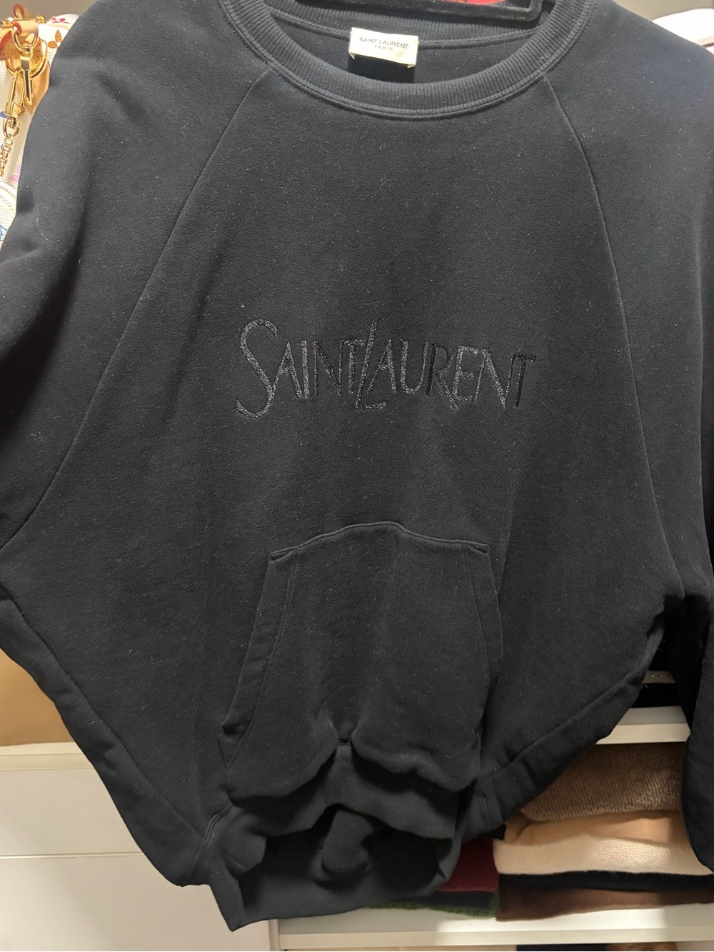 Saint Laurent unisex  Black Logo raglan sweatshirt